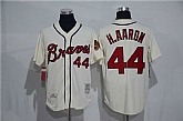 Atlanta Braves #44 Hank Aaron Mitchell And Ness Cream Stitched Baseball Jersey,baseball caps,new era cap wholesale,wholesale hats