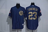 Chicago Cubs #23 Ryne Sandberg Denim Blue Camo Stitched Baseball Jersey,baseball caps,new era cap wholesale,wholesale hats