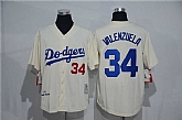 Los Angeles Dodgers #34 Fernando Valenzuela (No Name) Mitchell And Ness Cream Stitched Baseball Jersey,baseball caps,new era cap wholesale,wholesale hats