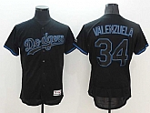 Los Angeles Dodgers #34 Fernando Valenzuela Black Fashion Flexbase Collection Stitched Jersey,baseball caps,new era cap wholesale,wholesale hats