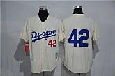 Los Angeles Dodgers #42 Jackie Robinson (No Name) Mitchell And Ness Cream Stitched Baseball Jersey,baseball caps,new era cap wholesale,wholesale hats