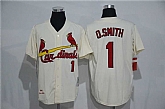 St. Louis Cardinals #1 Ozzie Smith Mitchell And Ness Cream Stitched Baseball Jersey,baseball caps,new era cap wholesale,wholesale hats