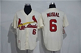 St. Louis Cardinals #6 Stan Musial Mitchell And Ness Cream Stitched Baseball Jersey,baseball caps,new era cap wholesale,wholesale hats