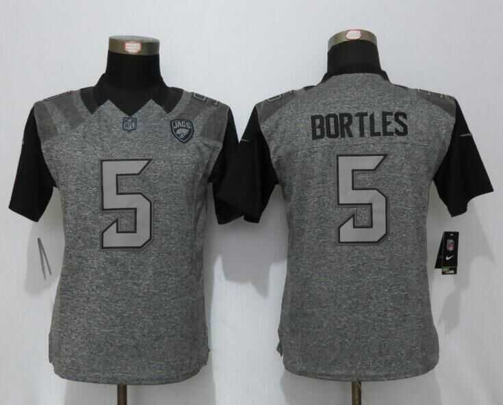 Women Limited Nike Jacksonville Jaguars #5 Bortles Gray Stitched Gridiron Gray Jersey