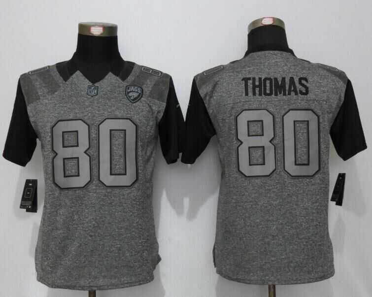 Women Limited Nike Jacksonville Jaguars #80 Thomas Gray Stitched Gridiron Gray Jersey