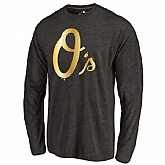 Men's Baltimore Orioles Gold Collection Long Sleeve Tri-Blend T-Shirt LanTian - Black,baseball caps,new era cap wholesale,wholesale hats