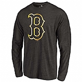 Men's Boston Red Sox Gold Collection Long Sleeve Tri-Blend T-Shirt LanTian - Black,baseball caps,new era cap wholesale,wholesale hats