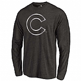 Men's Chicago Cubs Platinum Collection Long Sleeve Tri-Blend T-Shirt LanTian - Black,baseball caps,new era cap wholesale,wholesale hats