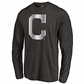 Men's Cleveland Indians Platinum Collection Long Sleeve Tri-Blend T-Shirt LanTian - Black,baseball caps,new era cap wholesale,wholesale hats