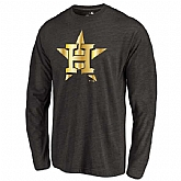 Men's Houston Astros Gold Collection Long Sleeve Tri-Blend T-Shirt LanTian - Black,baseball caps,new era cap wholesale,wholesale hats
