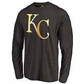 Men's Kansas City Royals Gold Collection Long Sleeve Tri-Blend T-Shirt LanTian - Black,baseball caps,new era cap wholesale,wholesale hats