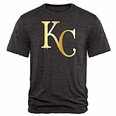 Men's Kansas City Royals Gold Collection Tri-Blend T-Shirt LanTian - Black,baseball caps,new era cap wholesale,wholesale hats