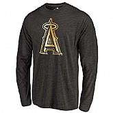Men's Los Angeles Angels of Anaheim Gold Collection Long Sleeve Tri-Blend T-Shirt LanTian - Black,baseball caps,new era cap wholesale,wholesale hats