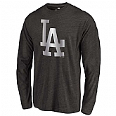 Men's Los Angeles Dodgers Platinum Collection Long Sleeve Tri-Blend T-Shirt LanTian - Black,baseball caps,new era cap wholesale,wholesale hats