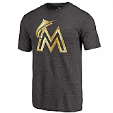 Men's Miami Marlins Fanatics Apparel Gold Collection Tri-Blend T-Shirt LanTian - Black,baseball caps,new era cap wholesale,wholesale hats