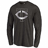 Men's Minnesota Twins Platinum Collection Long Sleeve Tri-Blend T-Shirt LanTian - Black,baseball caps,new era cap wholesale,wholesale hats