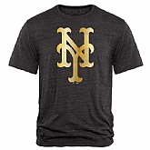 Men's New York Mets Fanatics Apparel Gold Collection Tri-Blend T-Shirt LanTian - Black,baseball caps,new era cap wholesale,wholesale hats