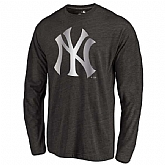 Men's New York Yankees Platinum Collection Long Sleeve Tri-Blend T-Shirt LanTian - Black,baseball caps,new era cap wholesale,wholesale hats
