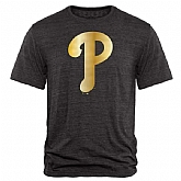 Men's Philadelphia Phillies Fanatics Apparel Gold Collection Tri-Blend T-Shirt LanTian - Black,baseball caps,new era cap wholesale,wholesale hats