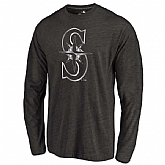 Men's Seattle Mariners Platinum Collection Long Sleeve Tri-Blend T-Shirt LanTian - Black,baseball caps,new era cap wholesale,wholesale hats
