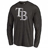 Men's Tampa Bay Rays Platinum Collection Long Sleeve Tri-Blend T-Shirt LanTian - Black,baseball caps,new era cap wholesale,wholesale hats