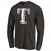 Men's Texas Rangers Platinum Collection Long Sleeve Tri-Blend T-Shirt LanTian - Black,baseball caps,new era cap wholesale,wholesale hats