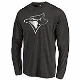 Men's Toronto Blue Jays Platinum Collection Long Sleeve Tri-Blend T-Shirt LanTian - Black,baseball caps,new era cap wholesale,wholesale hats