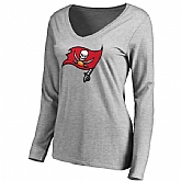 WOMEN'S TAMPA BAY BUCCANEERS ASH PRIMARY TEAM LOGO SLIM FIT LONG SLEEVE T-Shirt LanTian,baseball caps,new era cap wholesale,wholesale hats