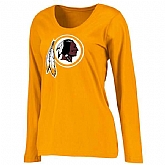 WOMEN'S WASHINGTON REDSKINS GOLD PRIMARY TEAM LOGO SLIM FIT LONG SLEEVE T-Shirt LanTian,baseball caps,new era cap wholesale,wholesale hats