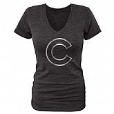 Women Chicago Cubs Fanatics Apparel Platinum Collection Tri-Blend T-Shirt LanTian - Black,baseball caps,new era cap wholesale,wholesale hats