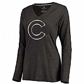 Women Chicago Cubs Platinum Collection Long Sleeve Tri-Blend T-Shirt LanTian - Black,baseball caps,new era cap wholesale,wholesale hats