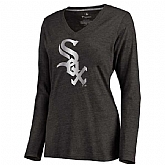 Women Chicago White Sox Platinum Collection Long Sleeve Tri-Blend T-Shirt LanTian - Black,baseball caps,new era cap wholesale,wholesale hats