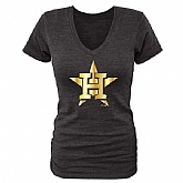 Women Houston Astros Fanatics Apparel Gold Collection Tri-Blend T-Shirt LanTian - Black,baseball caps,new era cap wholesale,wholesale hats