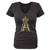 Women Los Angeles Angels of Anaheim Gold Collection Tri-Blend T-Shirt LanTian - Black,baseball caps,new era cap wholesale,wholesale hats