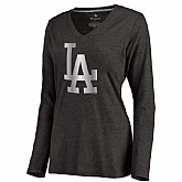 Women Los Angeles Dodgers Platinum Collection Long Sleeve Tri-Blend T-Shirt LanTian - Black,baseball caps,new era cap wholesale,wholesale hats