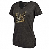 Women Milwaukee Brewers Fanatics Apparel Gold Collection Tri-Blend T-Shirt LanTian - Black,baseball caps,new era cap wholesale,wholesale hats