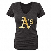 Women Oakland Athletics Fanatics Apparel Gold Collection Tri-Blend T-Shirt LanTian - Black,baseball caps,new era cap wholesale,wholesale hats