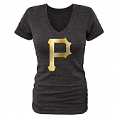 Women Pittsburgh Pirates Fanatics Apparel Gold Collection Tri-Blend T-Shirt LanTian - Black,baseball caps,new era cap wholesale,wholesale hats