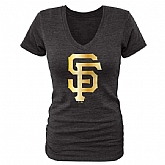 Women San Francisco Giants Fanatics Apparel Gold Collection Tri-Blend T-Shirt LanTian - Black,baseball caps,new era cap wholesale,wholesale hats
