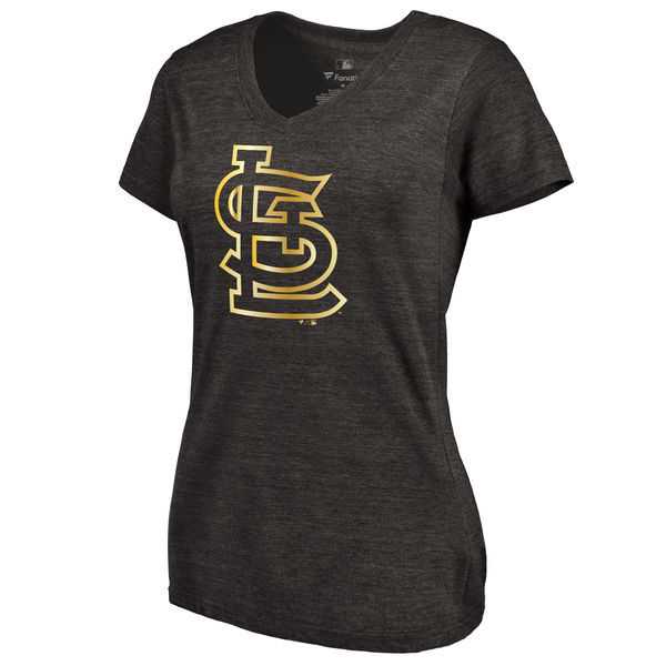 Women St. Louis Cardinals Fanatics Apparel Gold Collection Tri-Blend T-Shirt LanTian - Black