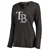 Women Tampa Bay Rays Platinum Collection Long Sleeve Tri-Blend T-Shirt LanTian - Black,baseball caps,new era cap wholesale,wholesale hats