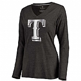 Women Texas Rangers Platinum Collection Long Sleeve Tri-Blend T-Shirt LanTian - Black,baseball caps,new era cap wholesale,wholesale hats
