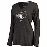 Women Toronto Blue Jays Platinum Collection Long Sleeve Tri-Blend T-Shirt LanTian - Black,baseball caps,new era cap wholesale,wholesale hats