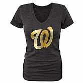 Women Washington Nationals Fanatics Apparel Gold Collection Tri-Blend T-Shirt LanTian - Black,baseball caps,new era cap wholesale,wholesale hats