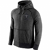 MEN'S NEW ORLEANS SAINTS NIKE HEATHER GREY GRIDIRON GREY FULL-ZIP HOODIE LanTian,baseball caps,new era cap wholesale,wholesale hats