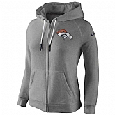 WOMEN DENVER BRONCOS GRAY STADIUM RALLY FULL ZIP HOODIE - LanTian,baseball caps,new era cap wholesale,wholesale hats