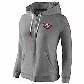 WOMEN SAN FRANCISCO 49ERS GRAY STADIUM RALLY FULL ZIP HOODIE - LanTian,baseball caps,new era cap wholesale,wholesale hats