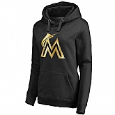 Women Miami Marlins Gold Collection Pullover Hoodie LanTian - Black,baseball caps,new era cap wholesale,wholesale hats