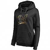 Women Milwaukee Brewers Gold Collection Pullover Hoodie LanTian - Black,baseball caps,new era cap wholesale,wholesale hats