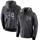 Glued Nike Atlanta Falcons #24 Devonta Freeman Men's Anthracite Salute to Service Player Performance Hoodie,baseball caps,new era cap wholesale,wholesale hats